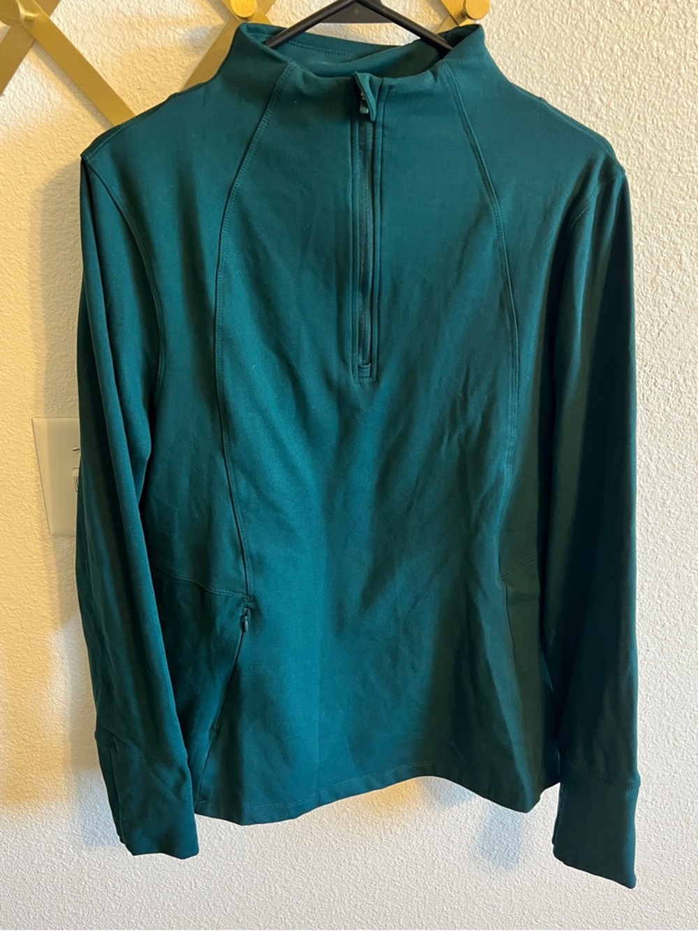 Women’s mock neck Teal Quarter-Zip Performance Sweater